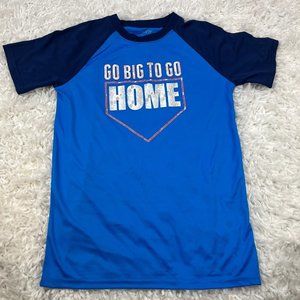 BCG Boys Size Large Performance T-Shirt Blue Polyester Go Big to Go Home Po